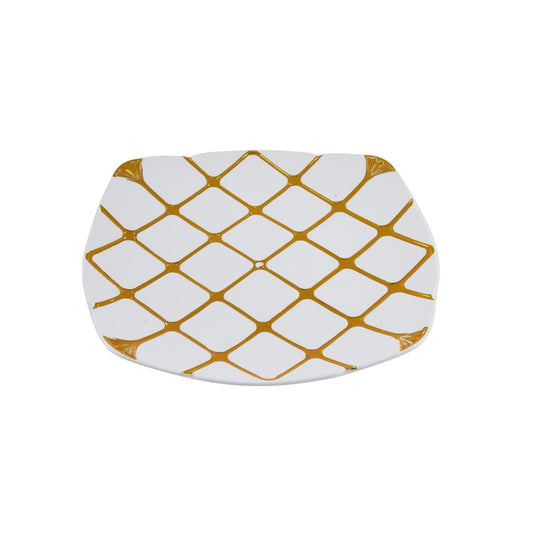 10 Inch White Square Plate With Silver Rim Design 10 Pieces - hotpackwebstore.com - Premium Plates