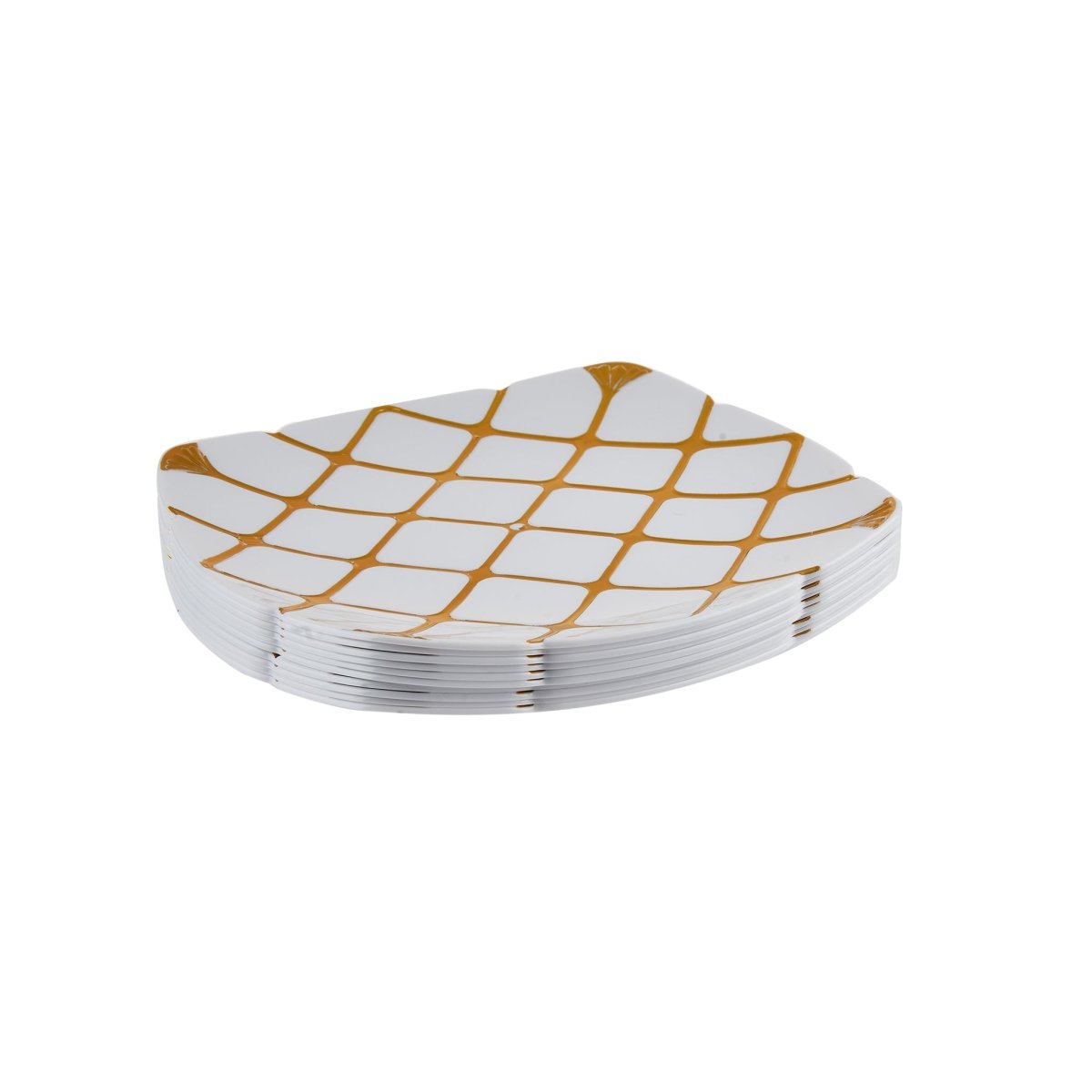 10 Inch White Square Plate With Silver Rim Design 10 Pieces - hotpackwebstore.com - Premium Plates