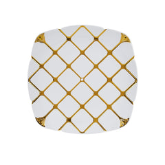 10 Inch White Square Plate With Silver Rim Design 10 Pieces - hotpackwebstore.com - Premium Plates