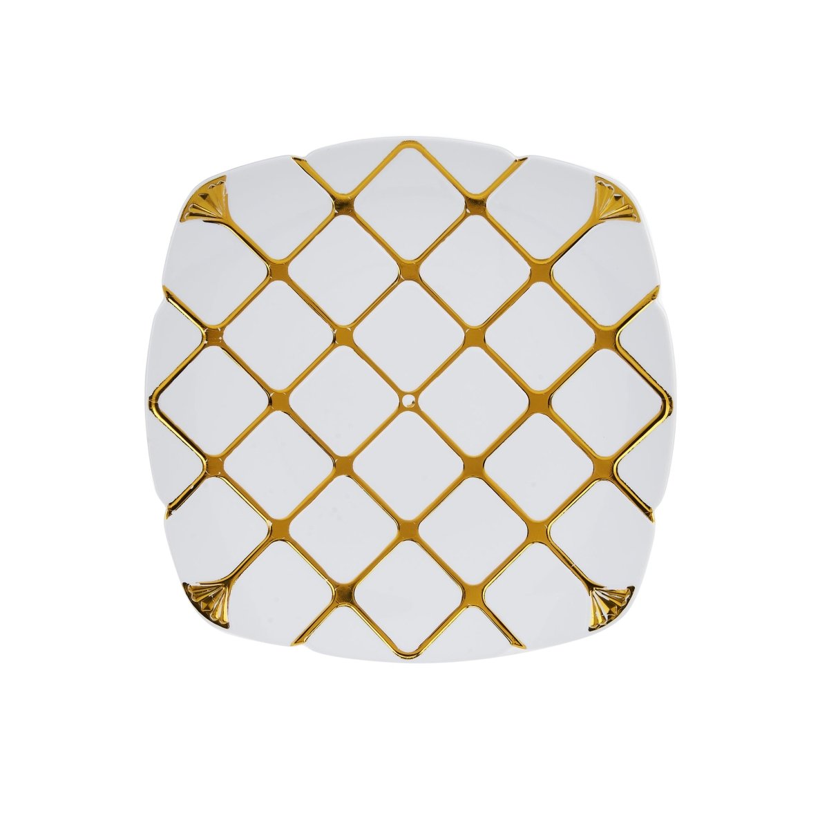 10 Inch White Square Plate With Silver Rim Design 10 Pieces - hotpackwebstore.com - Premium Plates