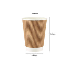 12 Oz Kraft Ripple Paper Cup With Lid 10 Pieces - hotpackwebstore.com - Ripple Paper Cups