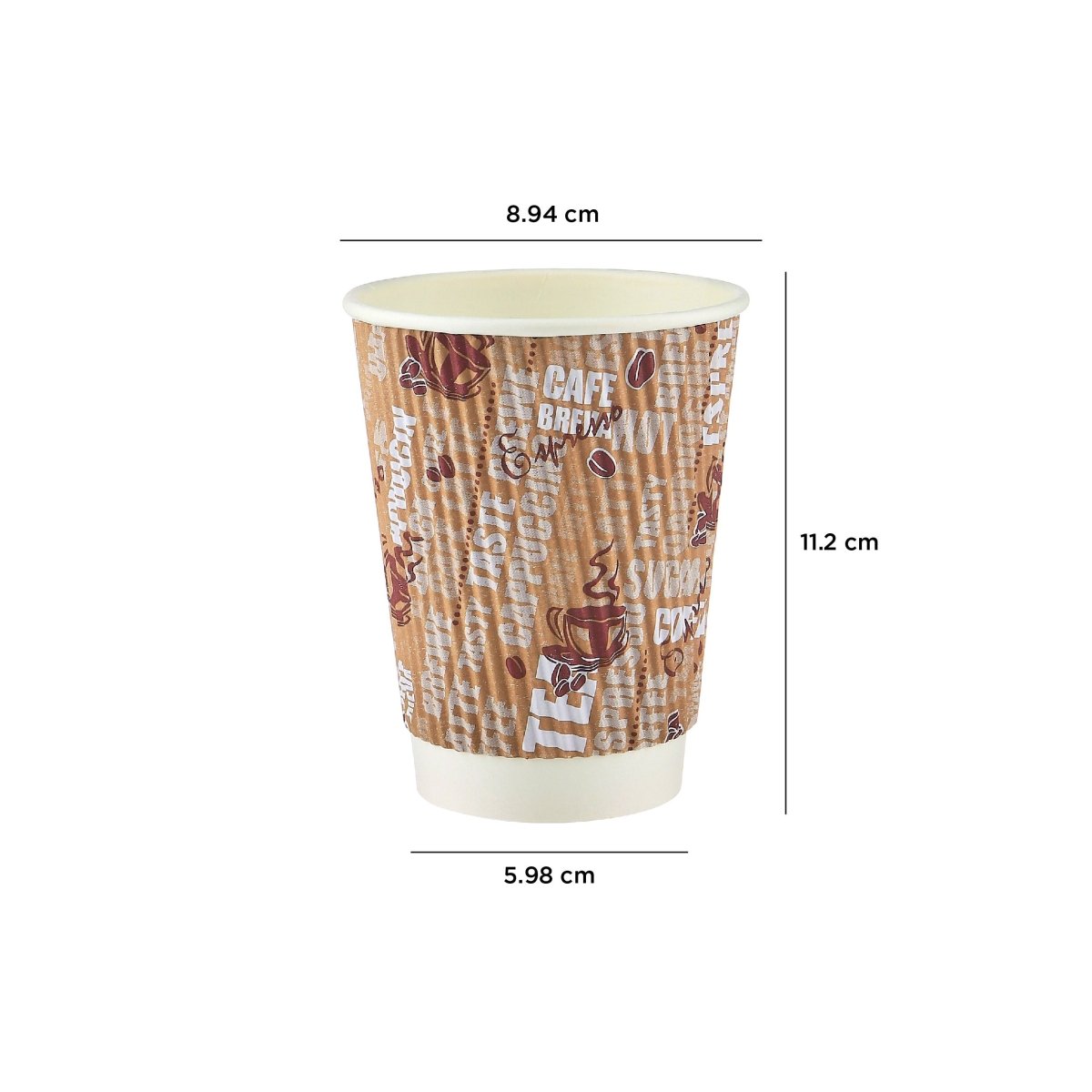 12 Oz Printed Ripple Paper Cup With Lid 10 Pieces - hotpackwebstore.com - Ripple Paper Cups