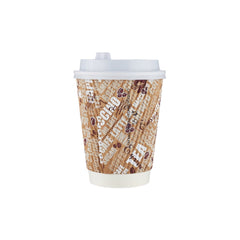 12 Oz Printed Ripple Paper Cup With Lid 10 Pieces - hotpackwebstore.com - Ripple Paper Cups