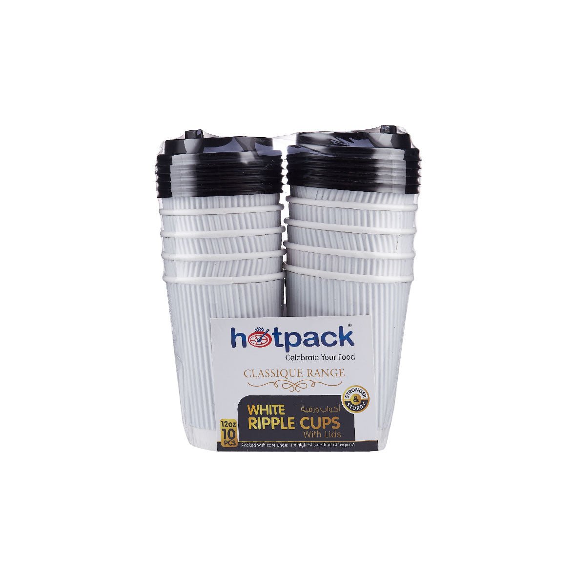 12 Oz White Ripple Paper Cup With Lid 10 Pieces - hotpackwebstore.com - Ripple Paper Cups