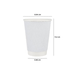 12 Oz White Ripple Paper Cup With Lid 10 Pieces - hotpackwebstore.com - Ripple Paper Cups