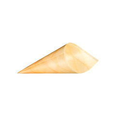 125 x 85 mm Disposable Serving Wooden Cone 500 Pieces - hotpackwebstore.com - Wooden Cone