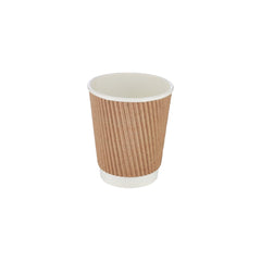 8 Oz Kraft Ripple Paper Cup With Lid 10 Pieces - hotpackwebstore.com - Ripple Paper Cups