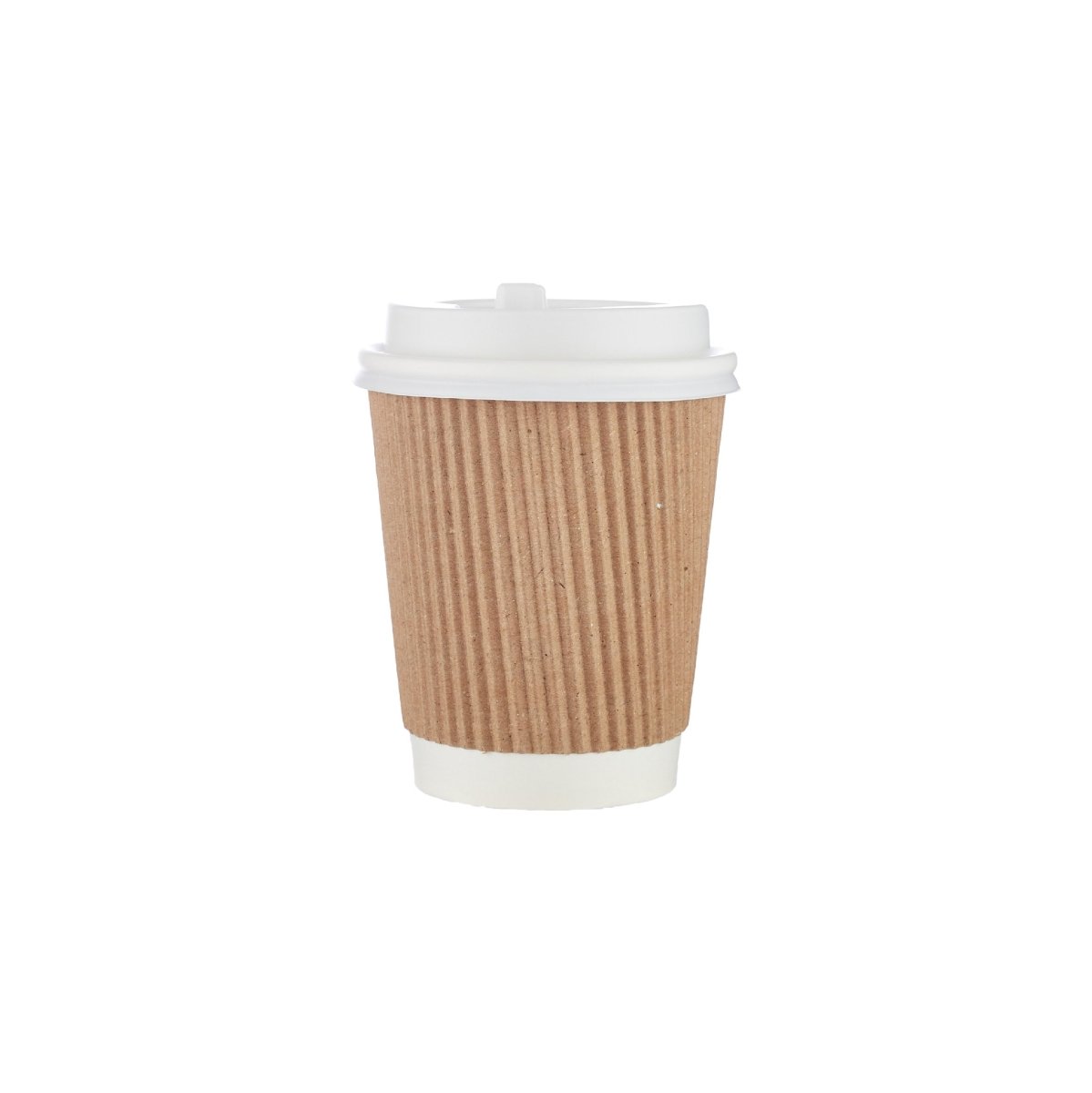 8 Oz Kraft Ripple Paper Cup With Lid 10 Pieces - hotpackwebstore.com - Ripple Paper Cups