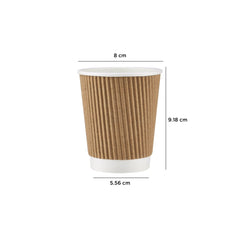 8 Oz Kraft Ripple Paper Cup With Lid 10 Pieces - hotpackwebstore.com - Ripple Paper Cups