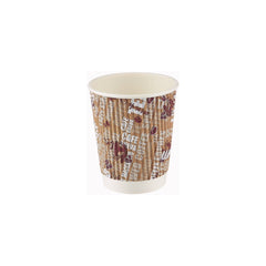 8 Oz Printed Design Ripple Paper Cup With Lid 10 Pieces - hotpackwebstore.com - Ripple Paper Cups