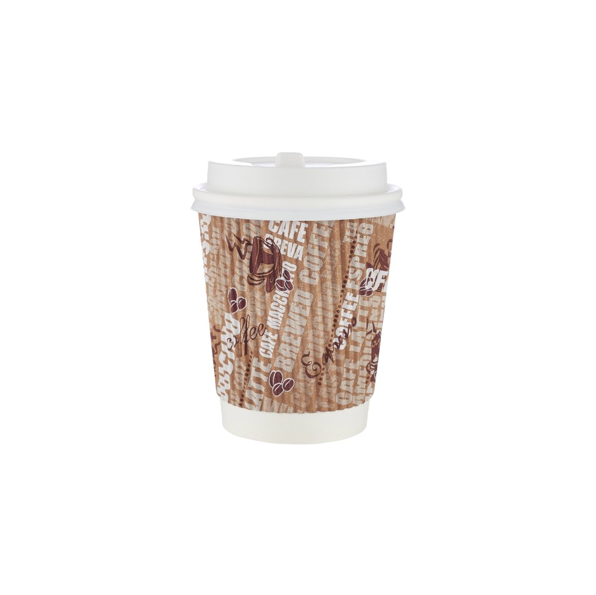 8 Oz Printed Design Ripple Paper Cup With Lid 10 Pieces - hotpackwebstore.com - Ripple Paper Cups