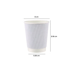 8 Oz White Ripple Paper Cup With Lid 10 Pieces - hotpackwebstore.com - Ripple Paper Cups