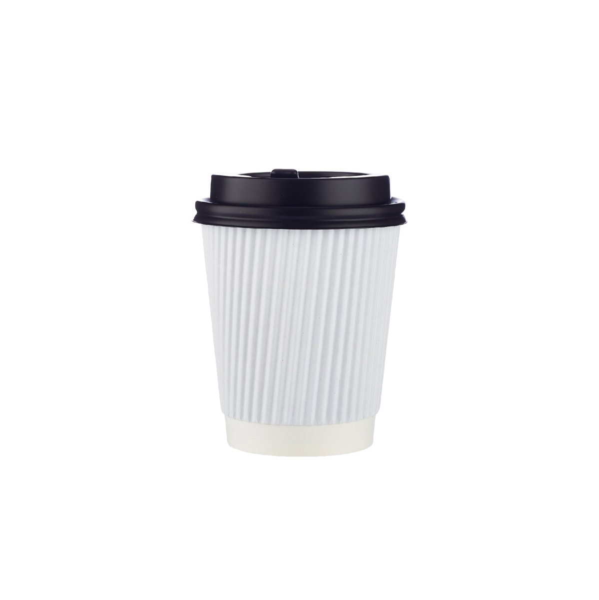 8 Oz White Ripple Paper Cup With Lid 10 Pieces - hotpackwebstore.com - Ripple Paper Cups