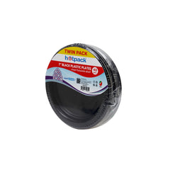 Twin Pack Black Round Plastic Plate