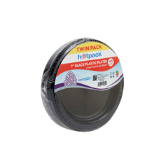 Twin Pack Black Round Plastic Plate