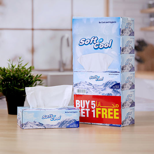 Soft n Cool Facial Tissue 5 + 1 Free 150 Sheets x 2 Ply