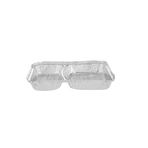 Aluminium Container 2 Compartment 226x177x29mm 500 Pieces - hotpackwebstore.com - Aluminium Containers