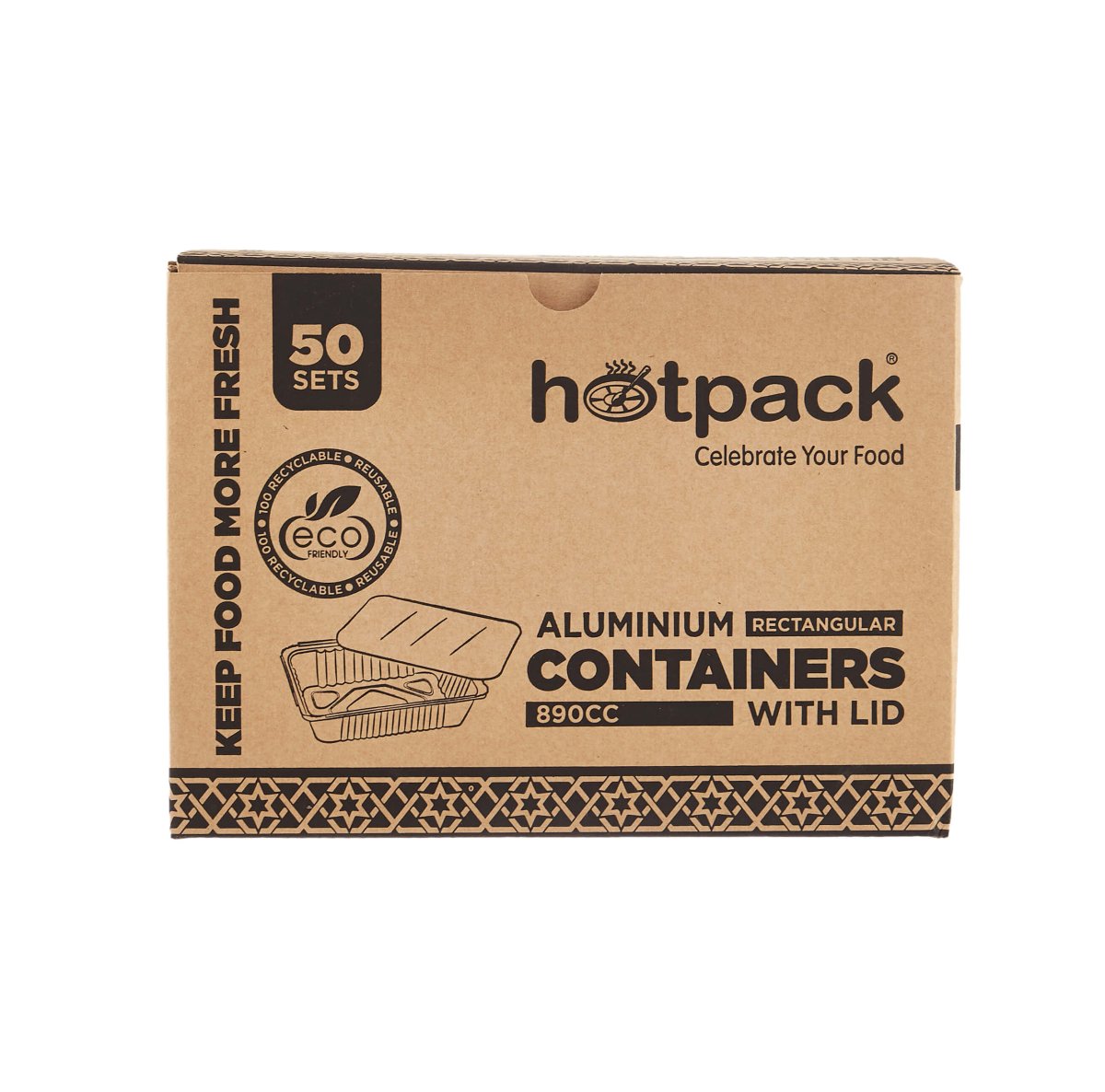 Aluminium Containers with Lid 50 Pieces Pack - hotpackwebstore.com - Aluminium Containers