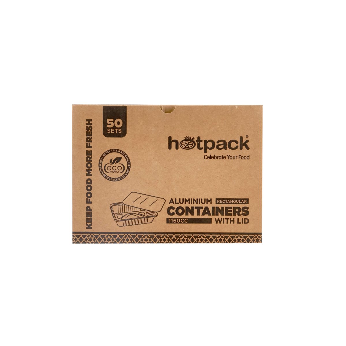 Aluminium Containers with Lid 50 Pieces Pack - hotpackwebstore.com - Aluminium Containers