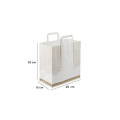 Arabic Design Printed White Paper Bag - hotpackwebstore.com - Flat Handle Paper Bags
