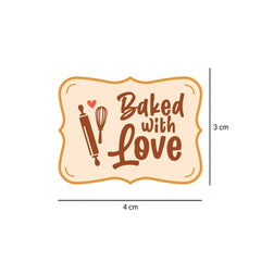 Beige Baked With Love Sticker Roll 250 Pieces - hotpackwebstore.com - Stickers