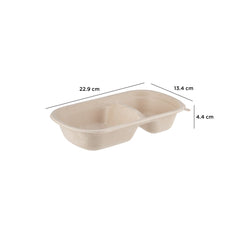 Bio - Degradable 2 Compartment Rectangle Container - hotpackwebstore.com - Bio - Degradable Containers