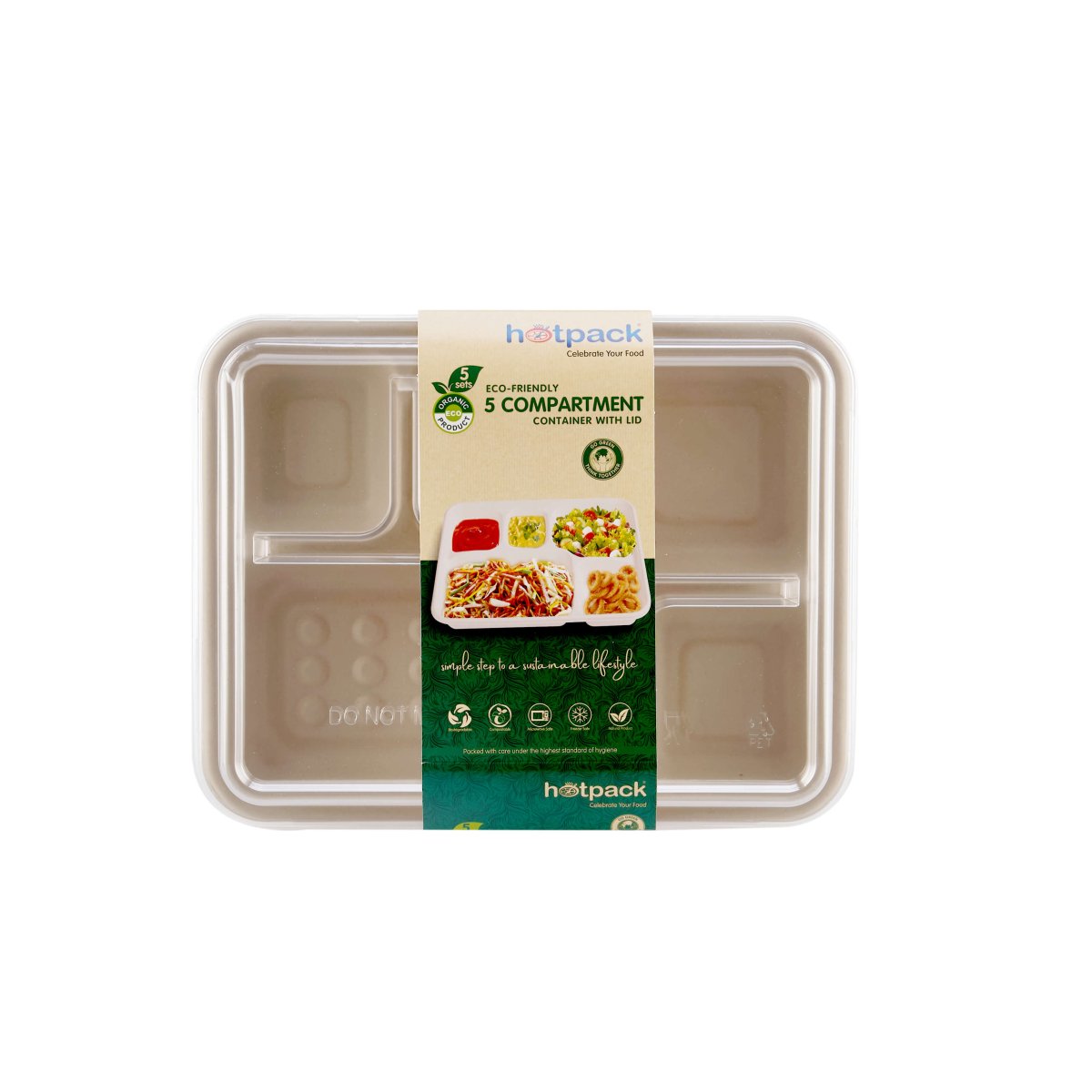 Bio - Degradable 5 Compartment Deep Tray - hotpackwebstore.com - Bio - Degradable Containers