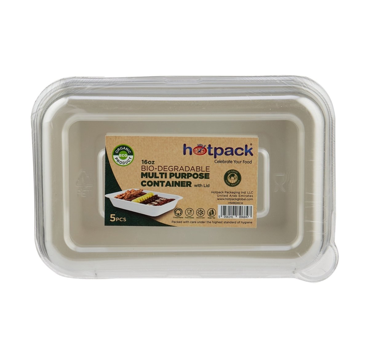 Bio Degradable Multi - Purpose Container 5 Pieces - hotpackwebstore.com - Bio - Degradable Containers