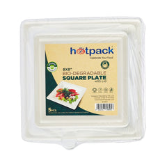 Bio - Degradable Square Plate With Lid 5 Pieces - hotpackwebstore.com - Bio - Degradable Plates