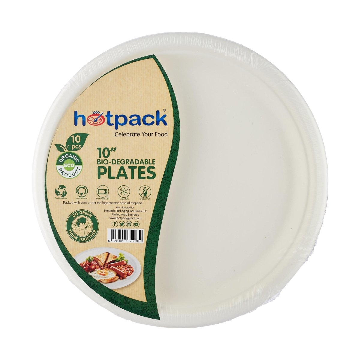 Biodegradable Paper Pulp Plate | 10 Pieces - hotpackwebstore.com - 