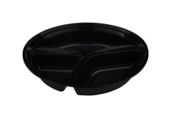 Black Base 3 - Compartment Round Container 48 oz 300 Pieces - hotpackwebstore.com - Black Base Containers