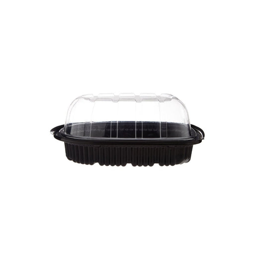 Black Base Chicken Container With Lid 100 Pieces - hotpackwebstore.com - Plastic Products