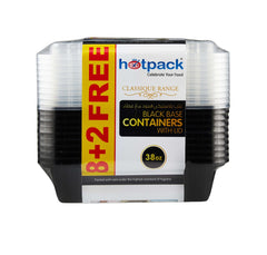 Black Base Container 38 oz with Lids 8 + 2 Free (10 Pieces) - hotpackwebstore.com - Black Base Containers