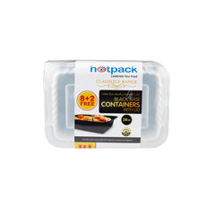 Black Base Container 38 oz with Lids 8 + 2 Free (10 Pieces) - hotpackwebstore.com - Black Base Containers