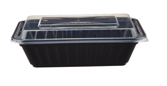 Black Base Heavy Duty Rectangular Container 28 Oz 300 Pieces - hotpackwebstore.com - Black Base Containers