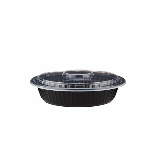 Black Base Heavy Duty Round Container 24 Oz 300 Pieces - hotpackwebstore.com - Black Base Containers