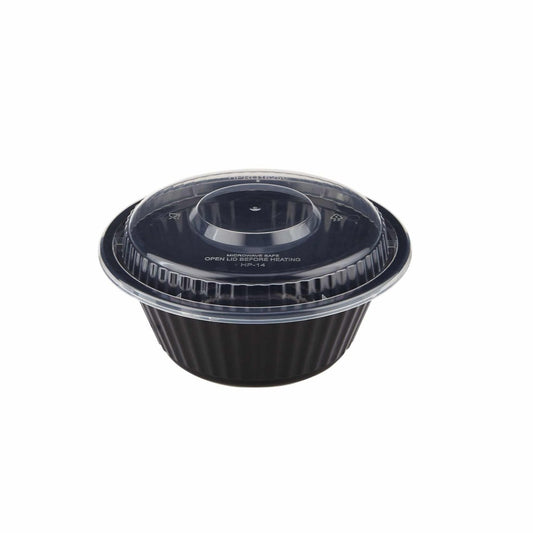 Black Base Heavy Duty Round Container 25 Oz 300 Pieces - hotpackwebstore.com - Black Base Containers