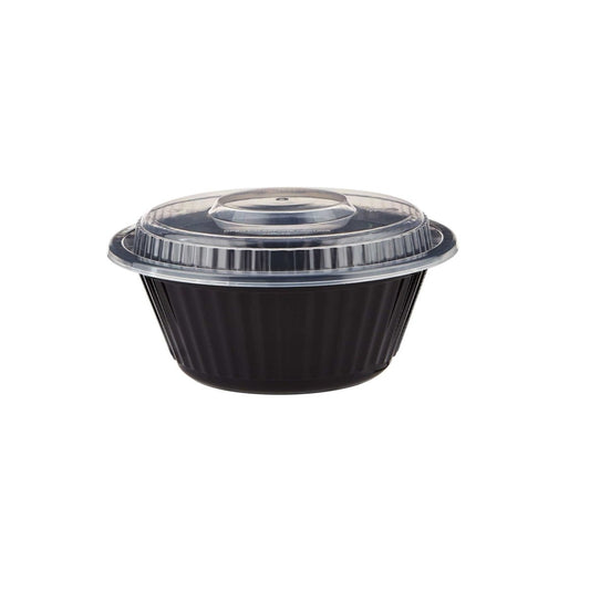 Black Base Heavy Duty Round Container 25 Oz 300 Pieces - hotpackwebstore.com - Black Base Containers