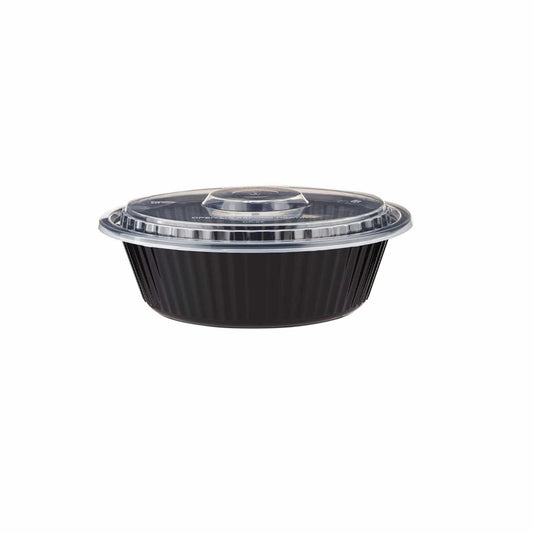 Black Base Heavy Duty Round Container 32 Oz 300 Pieces - hotpackwebstore.com - Black Base Containers