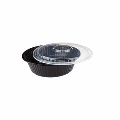 Black Base Heavy Duty Round Container 32 Oz 300 Pieces - hotpackwebstore.com - Black Base Containers