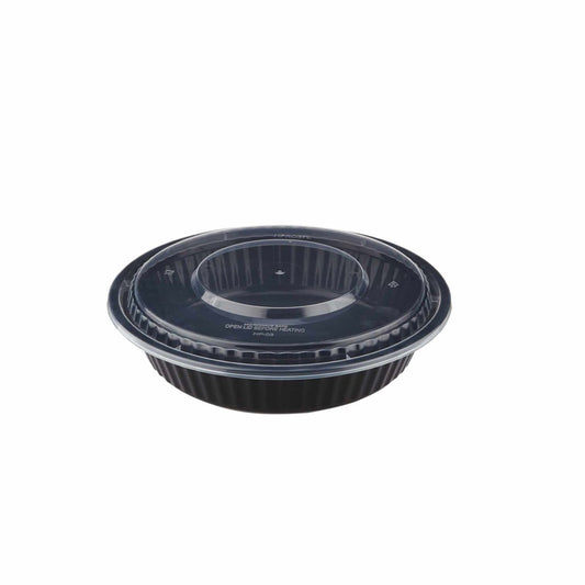 Black Base Heavy Duty Round Container 37 Oz 300 Pieces - hotpackwebstore.com - Black Base Containers