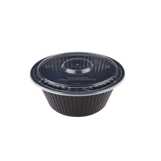 Black Base Heavy Duty Round Container 40 Oz 300 Pieces - hotpackwebstore.com - Black Base Containers