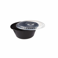 Black Base Heavy Duty Round Container 40 Oz 300 Pieces - hotpackwebstore.com - Black Base Containers