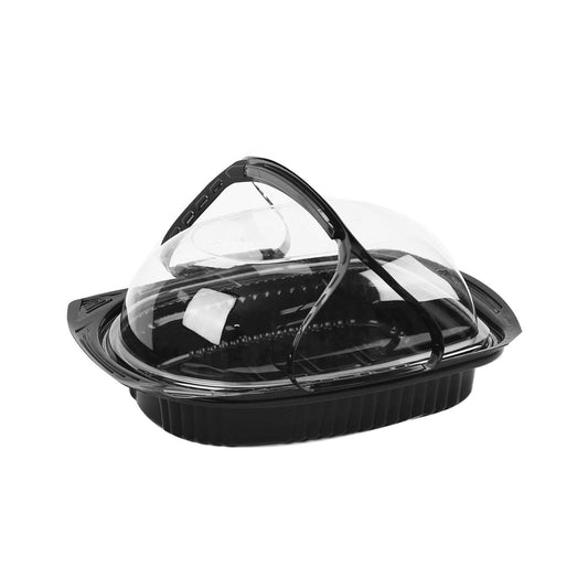 Black Base PP Chicken Container with Lids 80 Pieces - hotpackwebstore.com - Black Base Containers