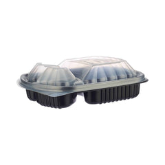 Black Base Rectangular 3 - Compartment Container 250 Pieces - hotpackwebstore.com - Black Base Containers