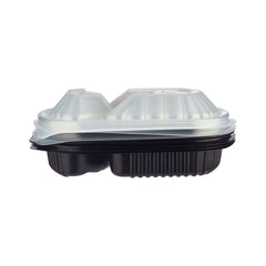 Black Base Rectangular 3 - Compartment Container 250 Pieces - hotpackwebstore.com - Black Base Containers