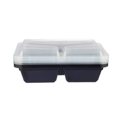 Black Base Rectangular 3 - Compartment Container 300 Pieces - hotpackwebstore.com - Black Base Containers