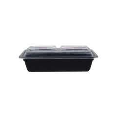 Black Base Rectangular 3 - Compartment Container 300 Pieces - hotpackwebstore.com - Black Base Containers