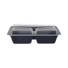 Black Base Rectangular 3 - Compartment Container 300 Pieces - hotpackwebstore.com - Black Base Containers