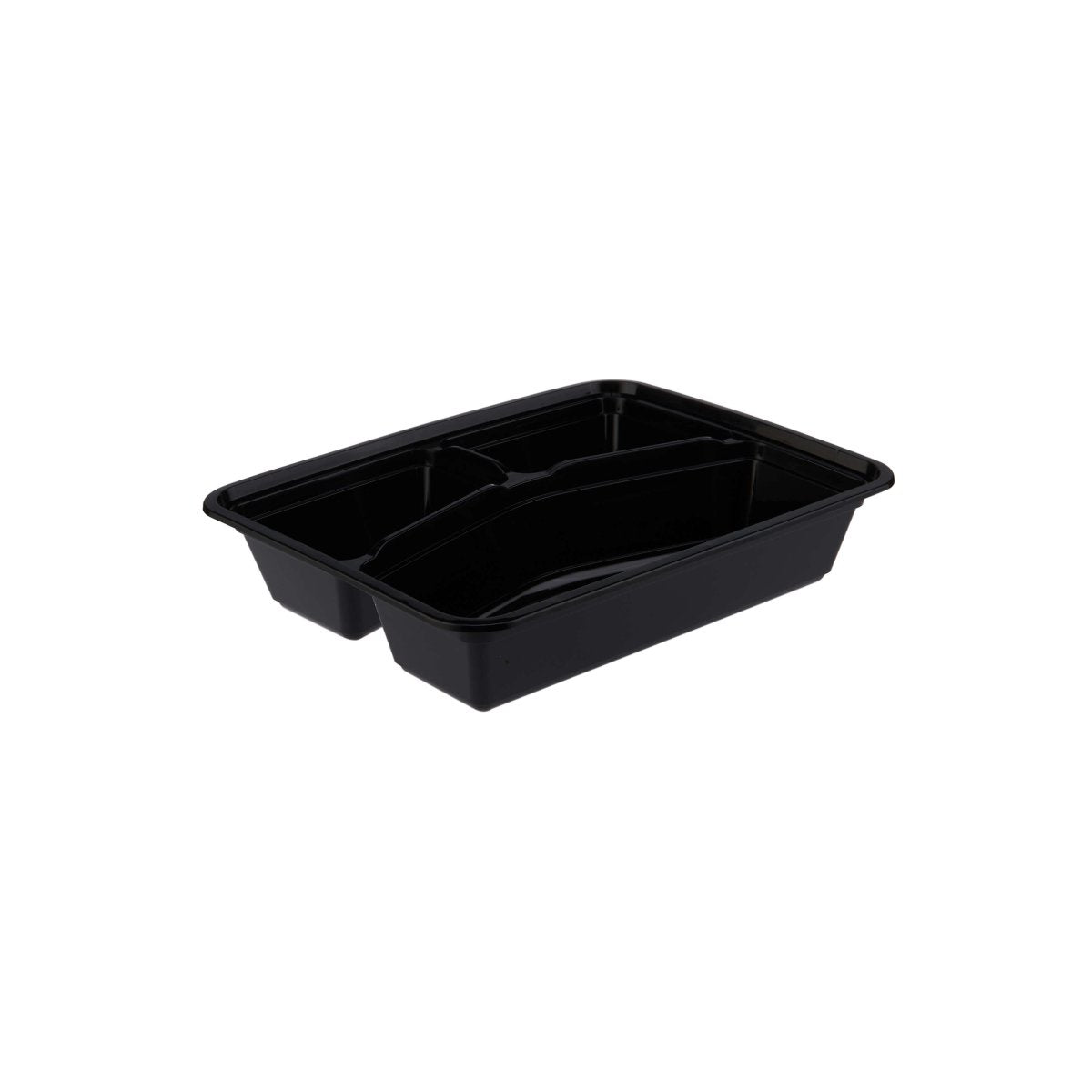 Black Base Rectangular 3 - Compartment Container 300 Pieces - hotpackwebstore.com - Black Base Containers